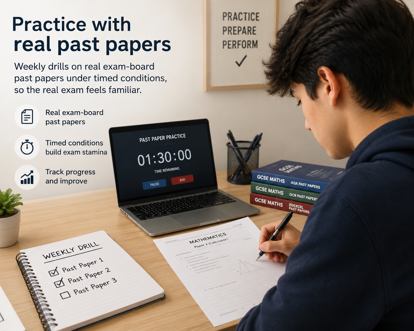 students practicing with past papers