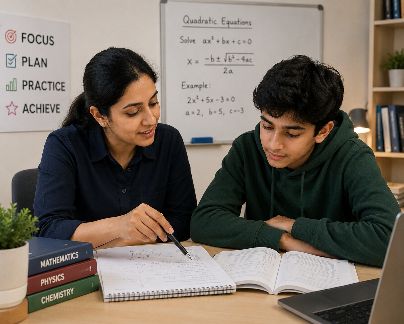Teacher helping a student understand a subject